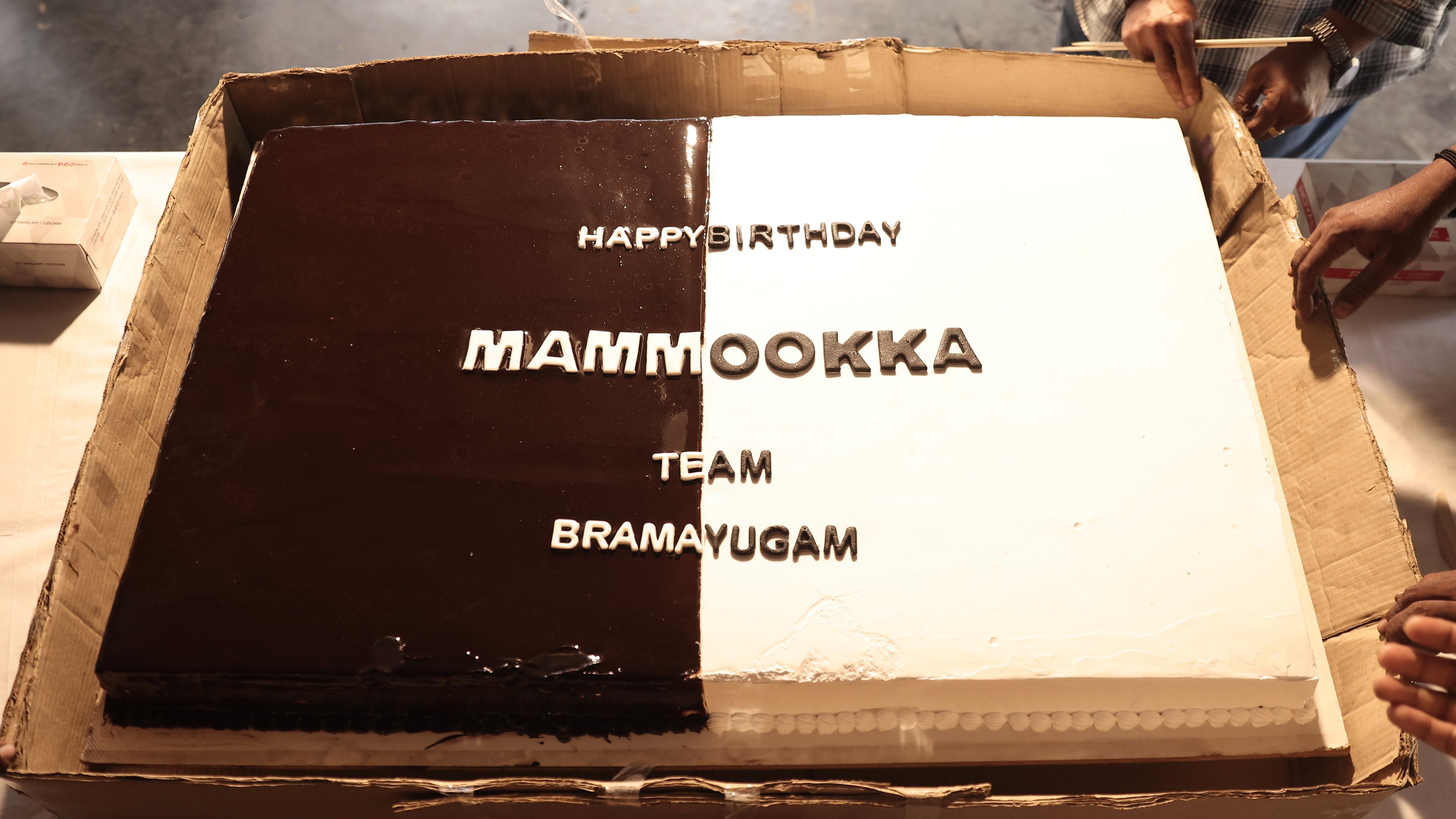 Mammootty Birthday celeberation on Bramayugam Sets